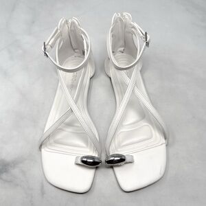 NEW BCBGeneration Kline Embellished Toe Ring Strappy Square Toe Flat Sandals 6.5